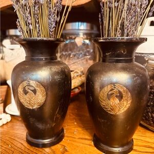 Elegant Black and Gold Vases